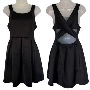 Express Black Criss-Cross Back Pleated Dress